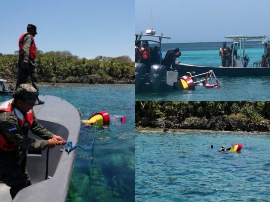 Así quedó 'La Bebecita', la lancha que se hundió con seis extranjeros a bordo en Roatán