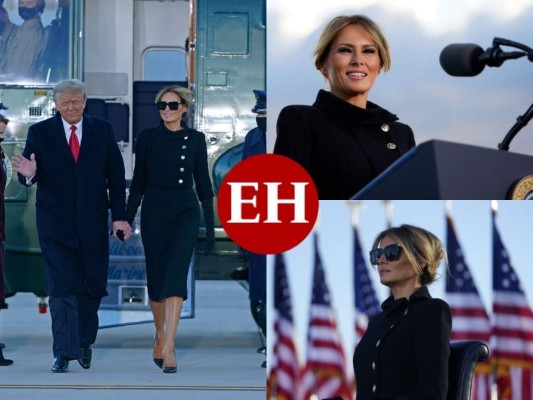 Elegante, sonriente y segura, así lució Melania Trump al abandonar la Casa Blanca (FOTOS)