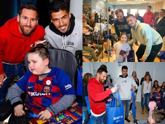 FOTOS: Jugadores del Barcelona se visten de Reyes Magos y visitan a niños en hospitales