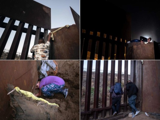 De día o de noche, los migrantes se las ingenian para cruzar el muro fronterizo en EEUU