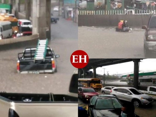 Tráfico, inundaciones y carros atascados por fuerte lluvia en la capital