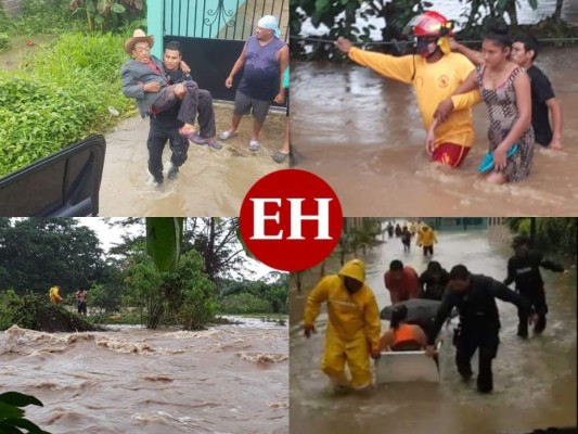 Dramático rescate de familias afectadas por el huracán Eta en Honduras (FOTOS)