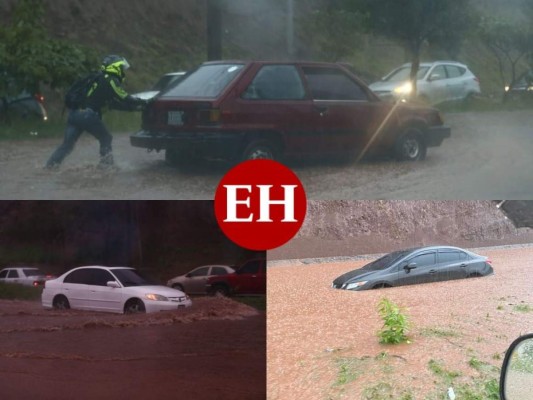 Calles convertidas en ríos y autos atrapados dejan las lluvias en la capital