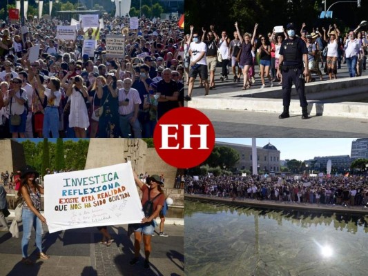 Imágenes: Fuertes protestas en Madrid tras medidas de bioseguridad adoptadas por el gobierno