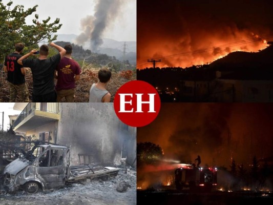 Así avanzan los incendios descomunales que devoran pueblos en Grecia