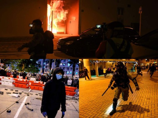 FOTOS: Manifestantes queman campamento para pacientes de coronavirus en Hong Kong