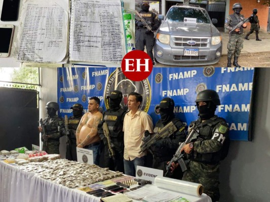 Dinero, drogas, armas y libretas contables decomisaron a 'El Pepo' y a 'El Camarón' en el Valle de Sula