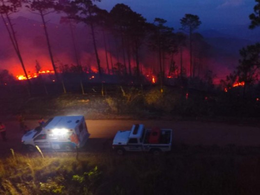 Imágenes del voraz incendio en el cerro Uyuca, salida al oriente de la capital de Honduras