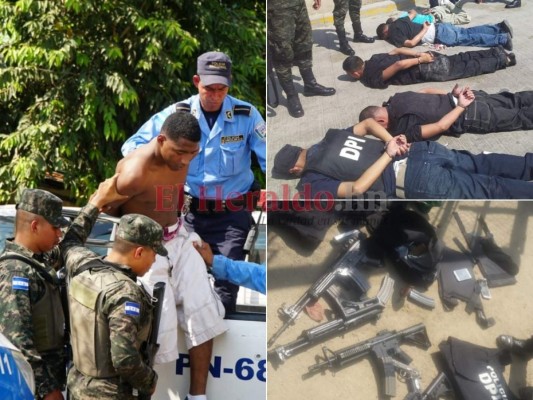 Las imágenes de un cabecilla y siete miembros de la pandilla 18 detenidos en San Pedro Sula