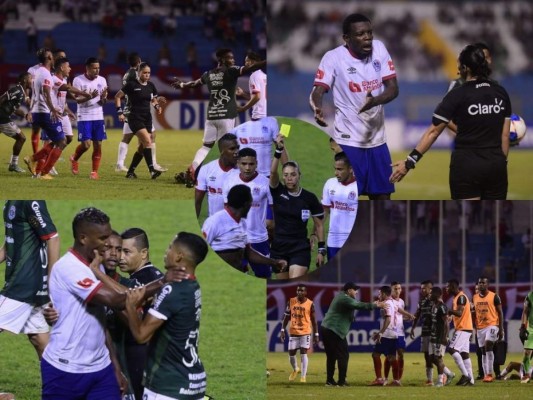 Jugadores de Olimpia y Marathón protagonizaron zafarrancho contra el arbitraje de Melissa Pastrana