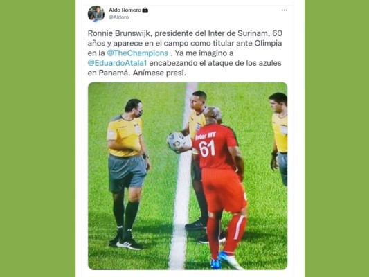 Ronnie Brunswijk, presidente del Inter, desató las redes tras jugar contra Olimpia a sus 60 años