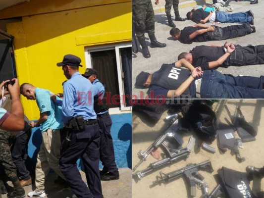 Las imágenes de un cabecilla y siete miembros de la pandilla 18 detenidos en San Pedro Sula