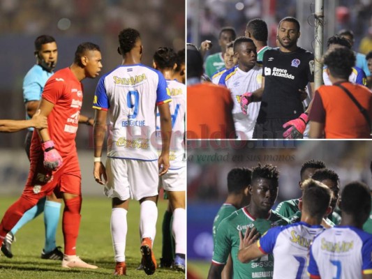 FOTOS: Así fue el zafarrancho entre jugadores de Olimpia y Marathón que dejó cuatro expulsados en el clásico