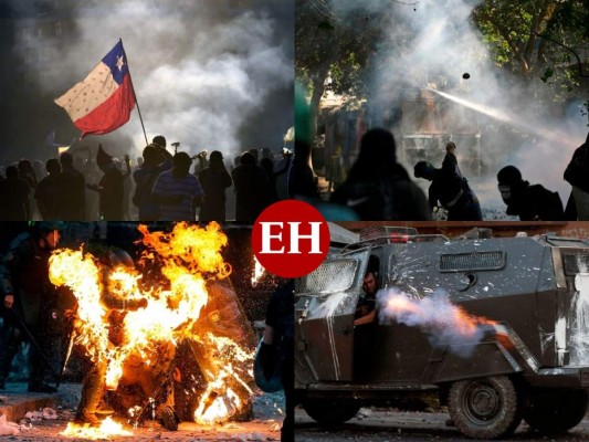 Impactantes imágenes de protestas en Chile, a sus 35 días de estallido social