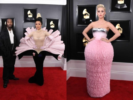 Memes se burlan de Cardi B y Katy Perry por sus peculiares vestidos en los premios Grammy