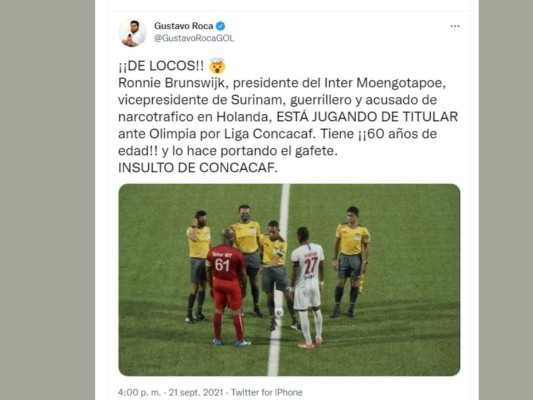 Ronnie Brunswijk, presidente del Inter, desató las redes tras jugar contra Olimpia a sus 60 años