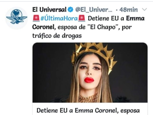 Así informa el mundo sobre la captura de Emma Coronel, esposa de 'El Chapo'