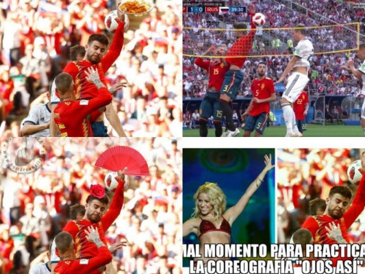 Los memes que desató la mano de Piqué durante el partido de España ante Rusia en los octavos