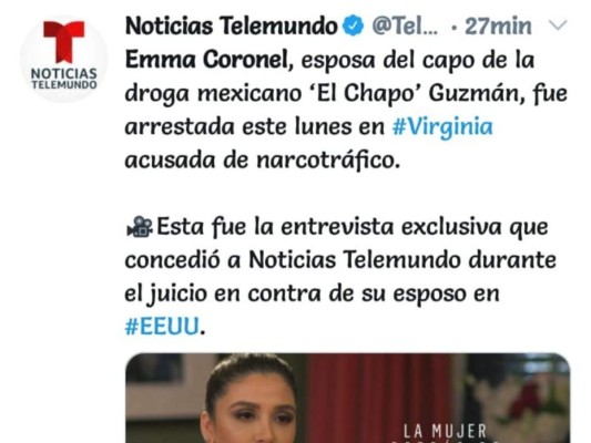 Así informa el mundo sobre la captura de Emma Coronel, esposa de 'El Chapo'