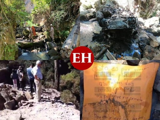 Las imágenes del dantesco hallazgo de un cadáver carbonizado en un abismo de Siguatepeque (Fotos)