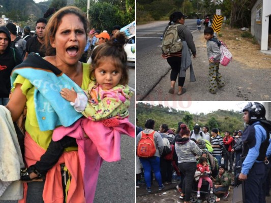 La angustia, el frío y hambre golpean a los migrantes de la caravana en la frontera de Honduras con Guatemala