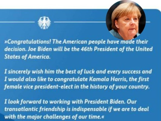 Dirigentes mundiales felicitan a Joe Biden tras ser electo presidente de EE UU