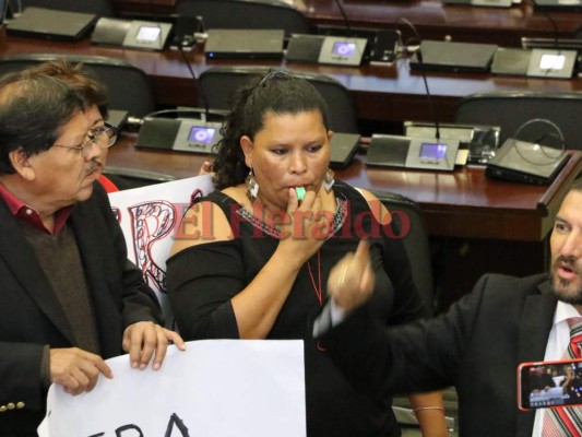 Así fue la protesta de los diputados de Libre en la sesión del Congreso Nacional este jueves