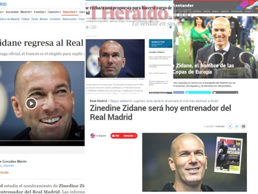 La llegada de Zinedine Zidane al Real Madrid hace eco en los medios deportivos del mundo