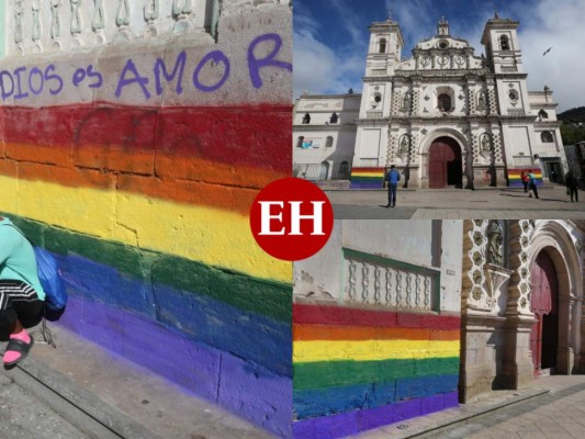 FOTOS: Pintada con la bandera LGTBI amanece iglesia Los Dolores   