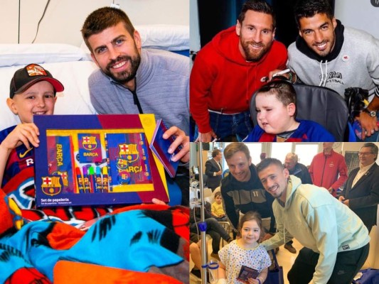 FOTOS: Jugadores del Barcelona se visten de Reyes Magos y visitan a niños en hospitales