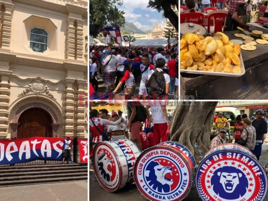 Ultra Fiel llena de algarabía la Plaza Central de Tegucigalpa previo al clásico entre Olimpia y Motagua