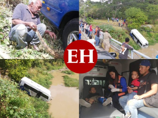 FOTOS: Así quedó bus tras caer a orilla de río en la colonia Loarque