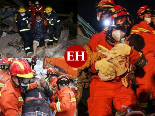 FOTOS: Ardua búsqueda de sobrevivientes de hotel colapsado en China