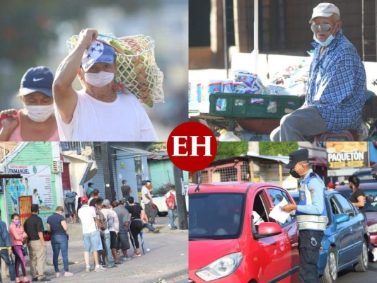 En largas filas y con identificación, así compran hondureños en plena pandemia