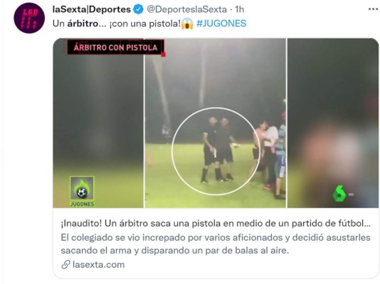 Árbitro que sacó una pistola durante partido en Copán genera revuelo a nivel mundial (Fotos)