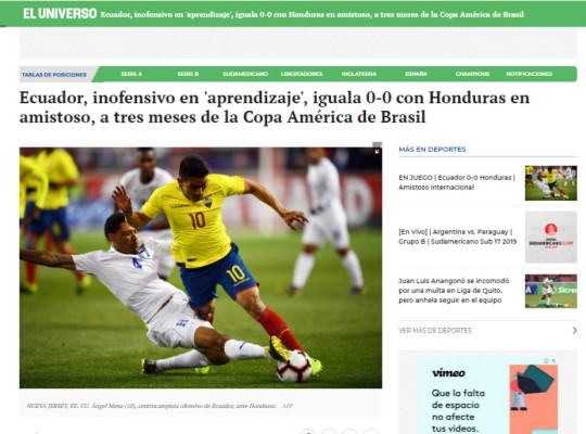 Reacciones de medios internacionales tras amistoso entre Honduras y Ecuador