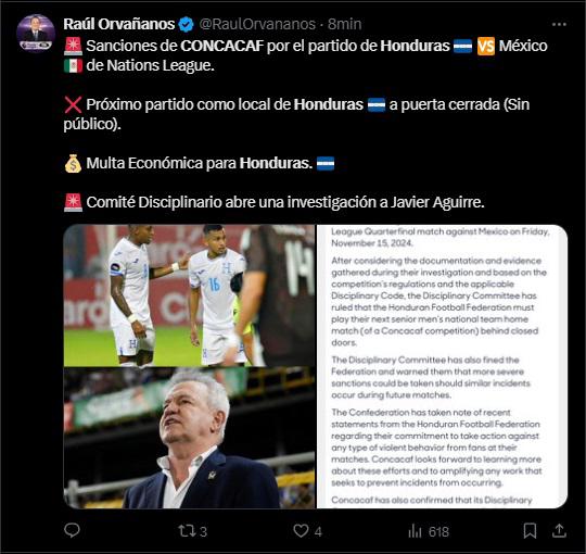 Lo que dicen los medios mexicanos tras castigo a Honduras por agresión a Javier Aguirre