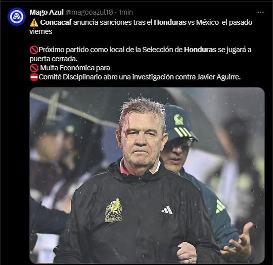 Lo que dicen los medios mexicanos tras castigo a Honduras por agresión a Javier Aguirre