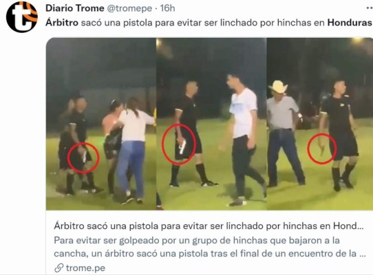 Árbitro que sacó una pistola durante partido en Copán genera revuelo a nivel mundial (Fotos)