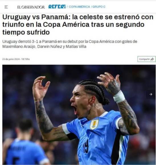 Mucho dolor en prensa de Panamá tras derrota ante Uruguay en Copa América