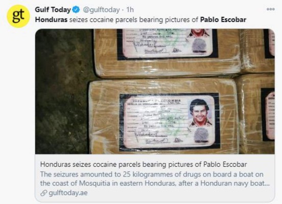 El mundo intrigado por incautación de droga con el rostro de Escobar en Honduras