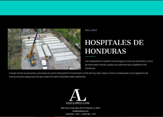 En fotos: La página que creó Axel López para desmentir el fraude de hospitales móviles en Honduras