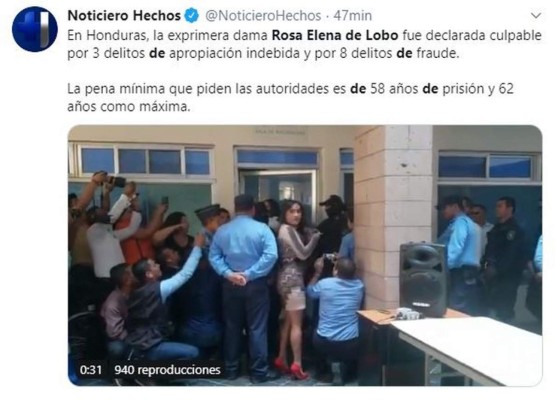 Así informaron medios internacionales fallo contra ex primera dama de Honduras