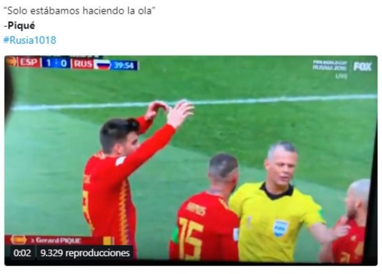 Los memes que desató la mano de Piqué durante el partido de España ante Rusia en los octavos