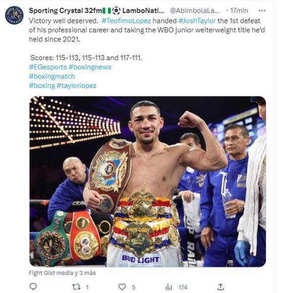 Prensa internacional reacciona al triunfo de Teófimo López ante el escocés Josh Taylor