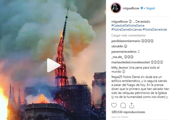 Fotos: Famosos que reaccionaron ante el incendio de la catedral de Notre Dame