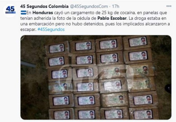 El mundo intrigado por incautación de droga con el rostro de Escobar en Honduras