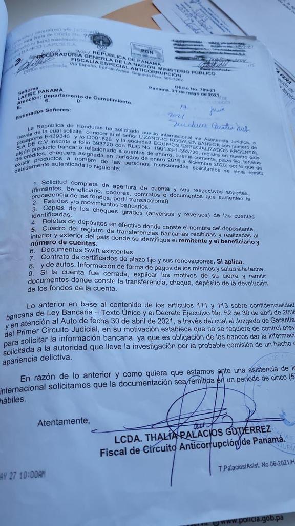 Desde el año pasado investigarían cuentas de Lisandro Rosales en Panamá