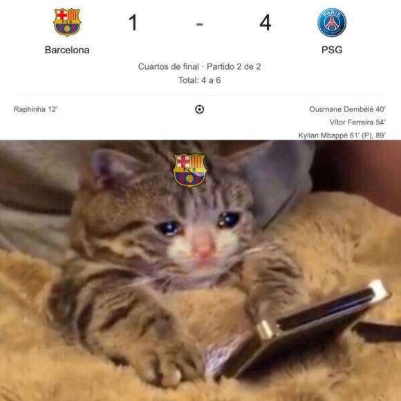 Memes hacen pedazos al Barcelona tras humillante eliminación ante PSG