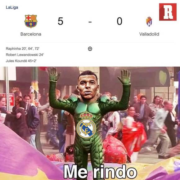 Memes destrozan a Kylian Mbappé tras paliza del Barcelona al Valladolid